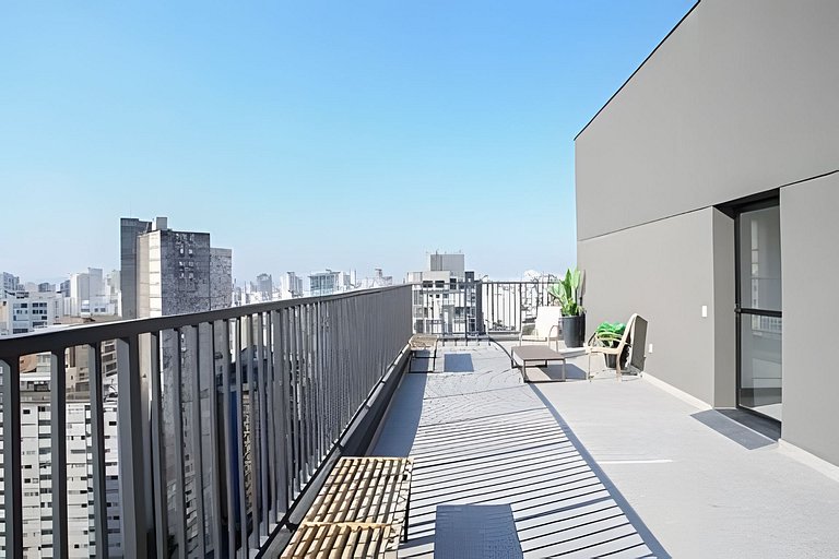 Studio com academia, rooftop e coworking(1219)
