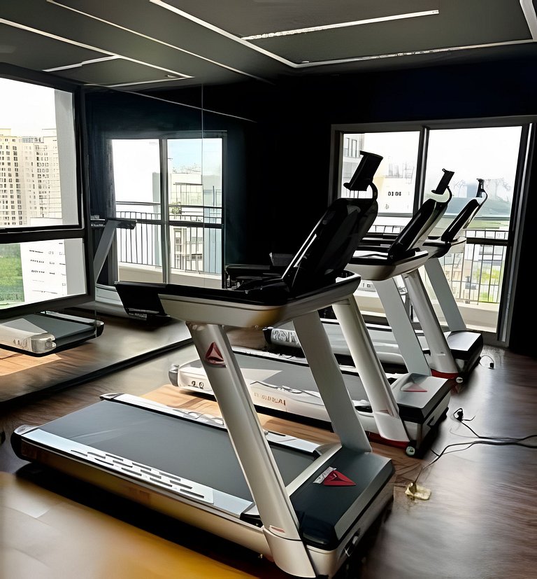 Studio com academia, rooftop e piscina (402)