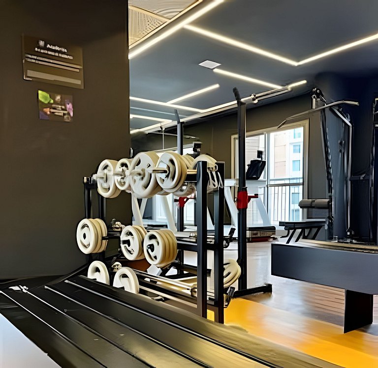 Studio com academia, rooftop e piscina (402)