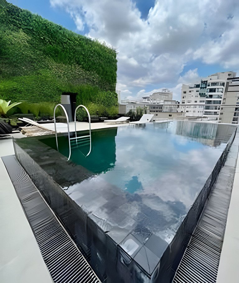 Studio com academia, rooftop e piscina (402)