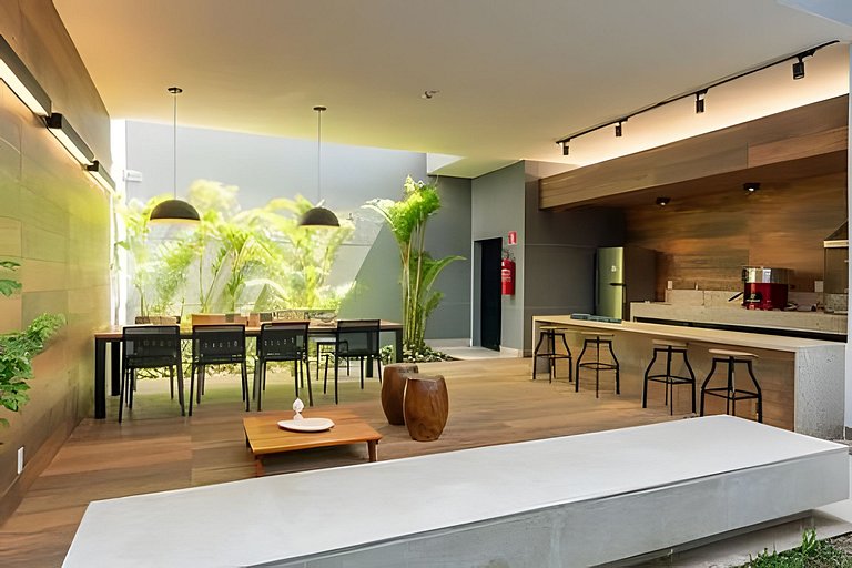 Studio c/ piscina, academia e próx. metrô (411)