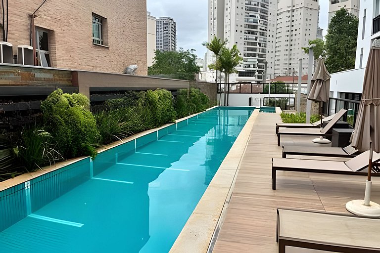 Studio de Luxo c/ piscina, academia e garagem(902)