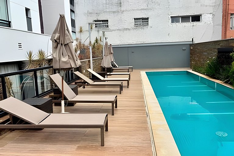 Studio de Luxo c/ piscina, academia e garagem(902)