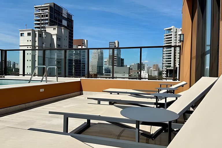 Studio c/ piscina, academia e próx. metrô (405)