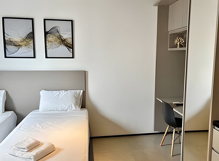 Studio com academia, rooftop e coworking(1218)