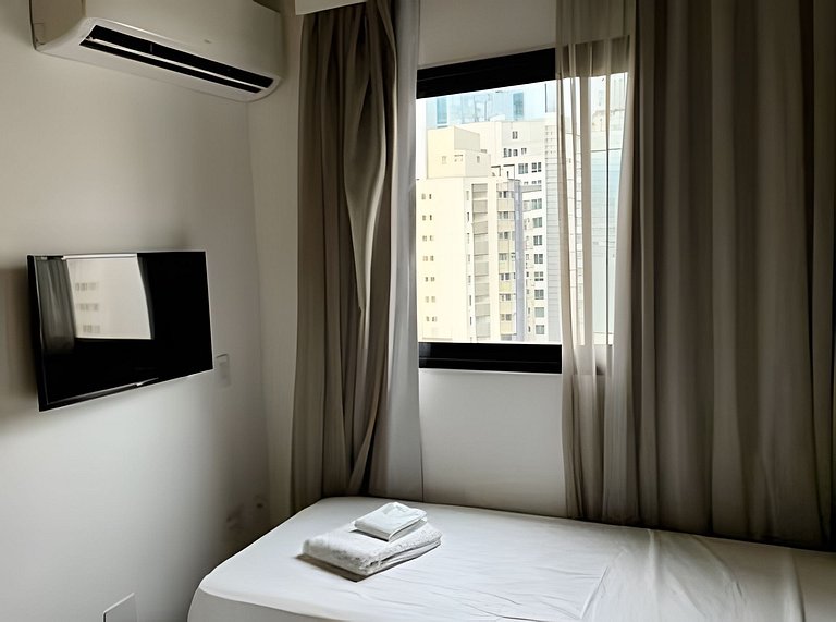 Studio com academia, rooftop e coworking(1218)