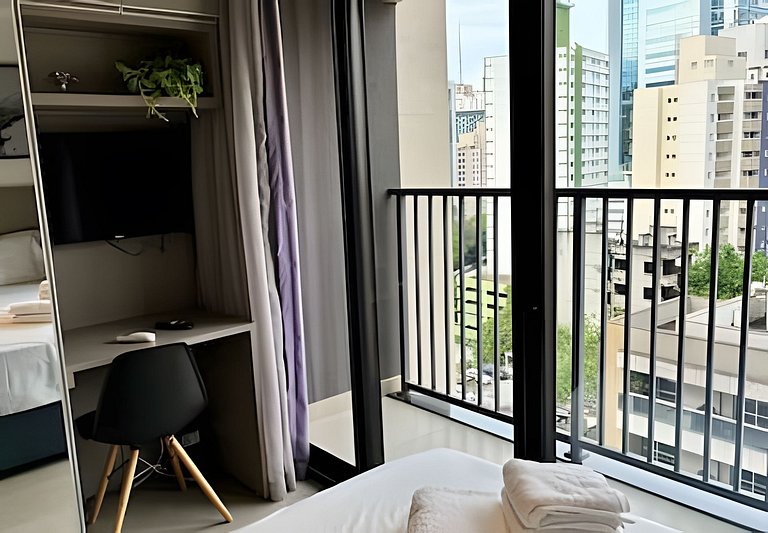 Studio com academia, rooftop e coworking(1216)