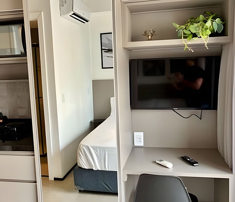 Studio com academia, rooftop e coworking(1216)