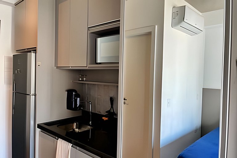 Studio com academia, rooftop e coworking(1222)
