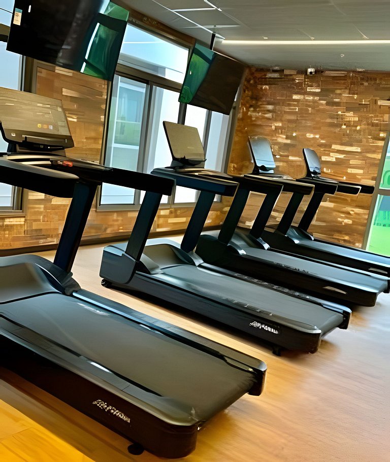 Studio Moderno cama king, academia e piscina (312)