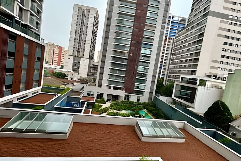 Studio Moderno cama king, academia e piscina (312)